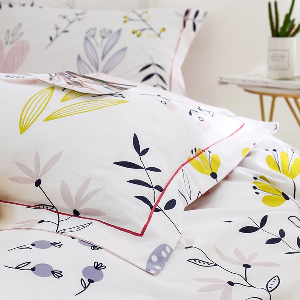 HIGHBUY Cotton Floral Pillowcases Set of 2