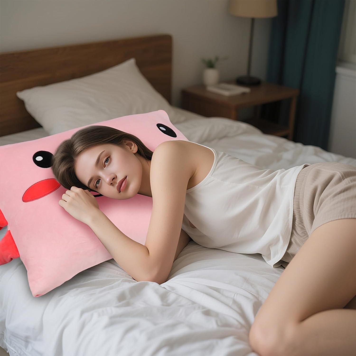 Anxinzhen Axolotl Pink Pillowcase 26x20 Inches
