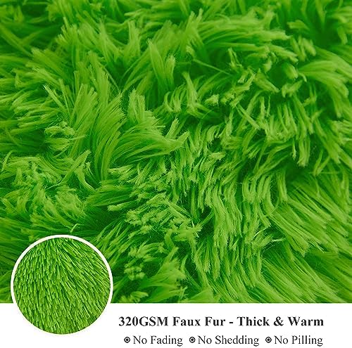 XeGe Faux Fur Body Pillow Cover 20x54 Lime Green with Zipper