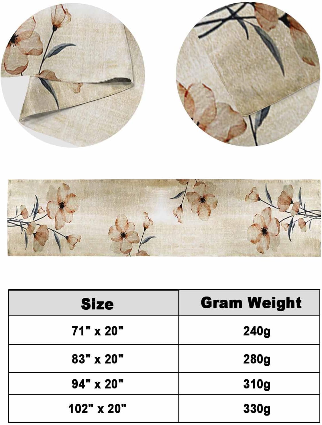 Homechoid Country Elegant Floral Bed Runner 83x20