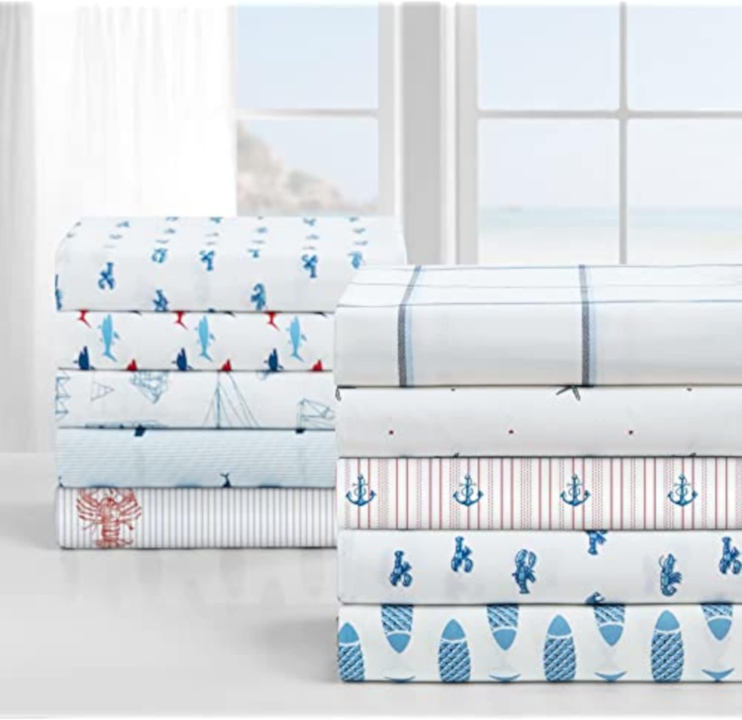 Nautica Twin XL Bed Sheets Set - Whitewood Sail Blue