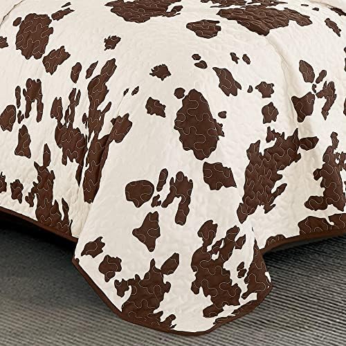 Linen Mart Southwestern Rustic Cowhide Quilt Set - Queen 3 Piece