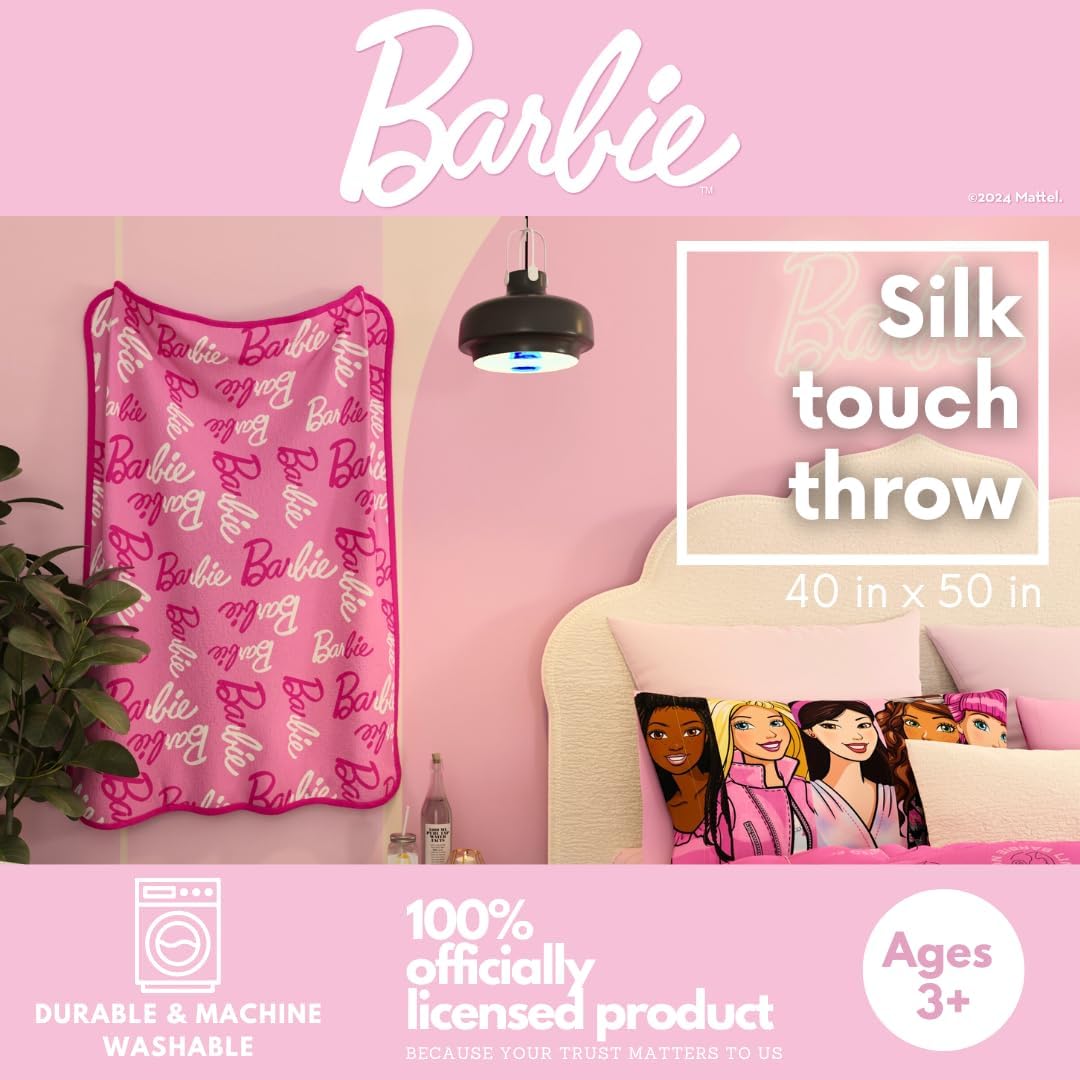 Franco Barbie Kids Bedding Throw 40x50 Inch - Official License