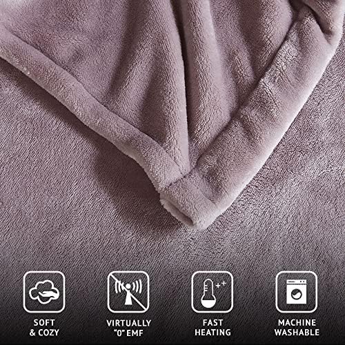 Beautyrest Heated Plush Electric Blanket - 20 Heat Levels Queen Size Lavender