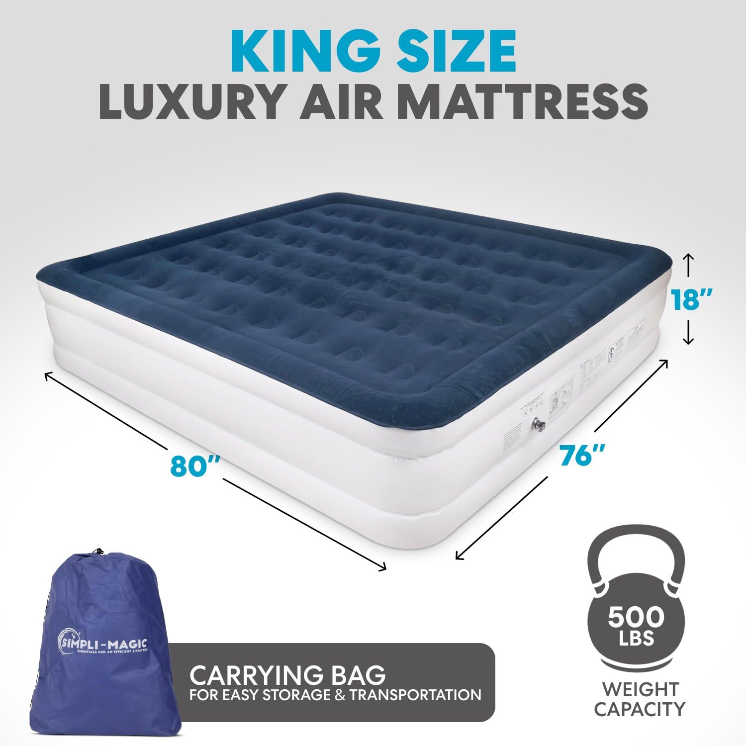 Simpli-Magic Luxury Air Mattress with Built-in Pump - King Size