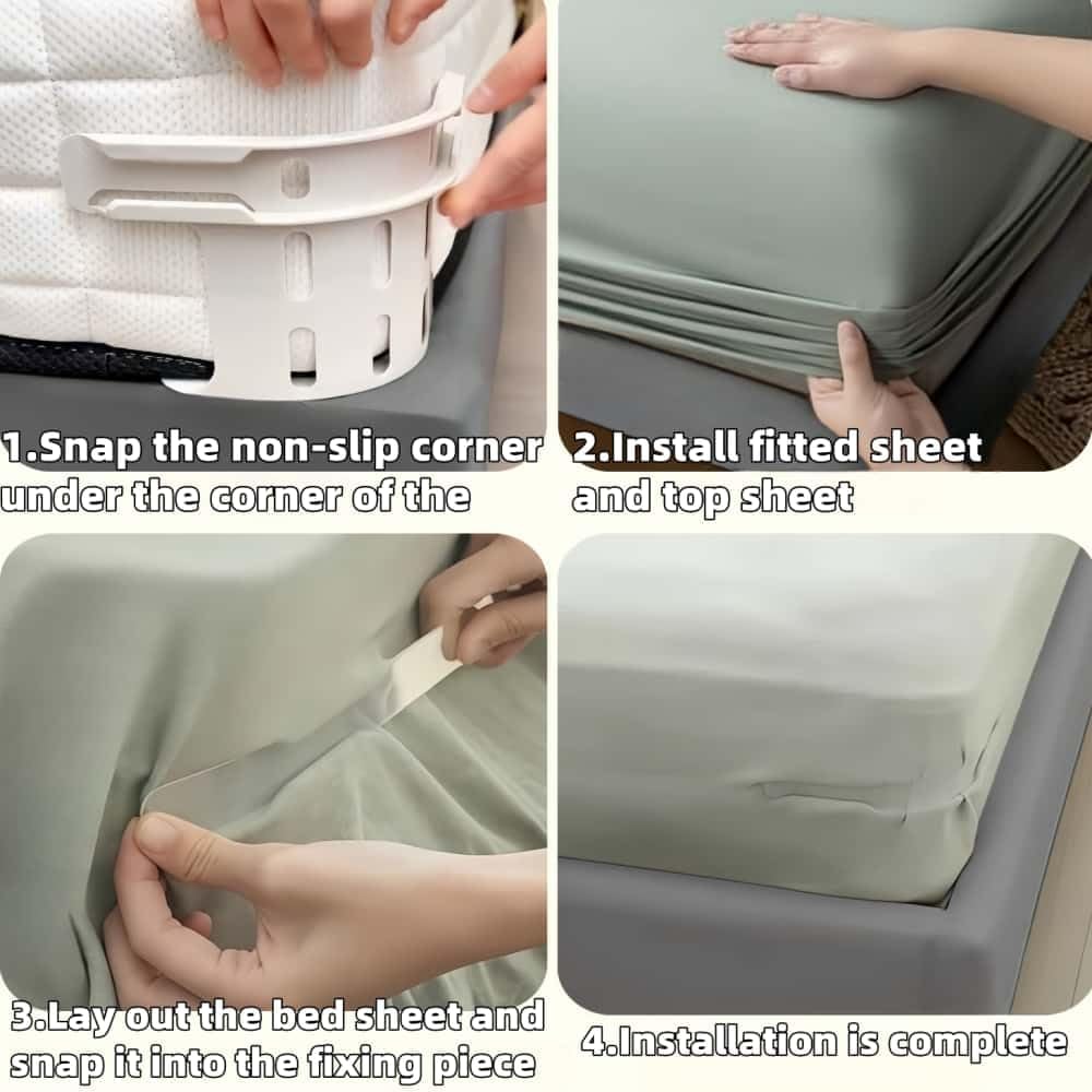 WEERSHUN Sheet Holders Set of 4 White Secure Bed Sheets