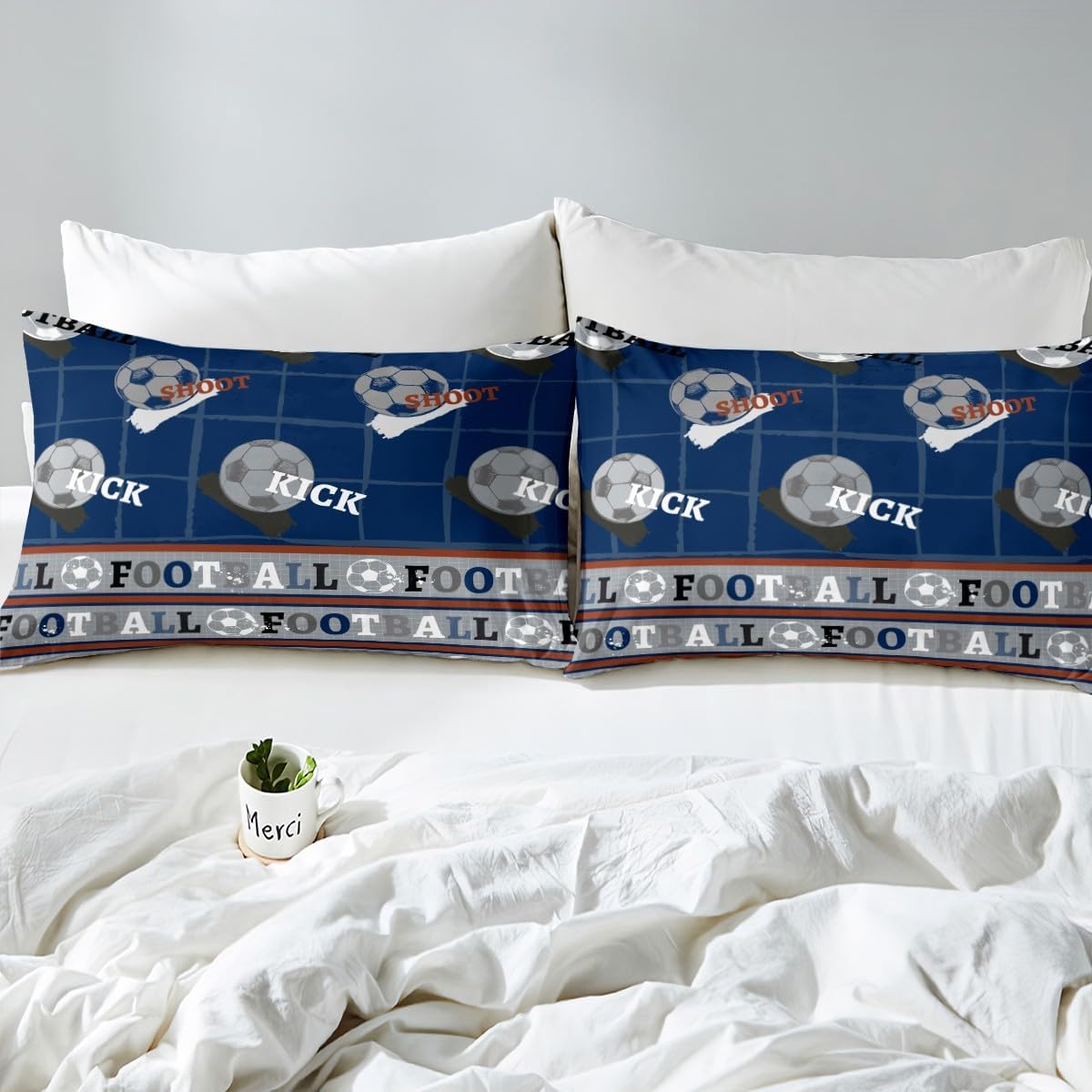 Jejeloiu Kids Football Bed Sheet Set King Size