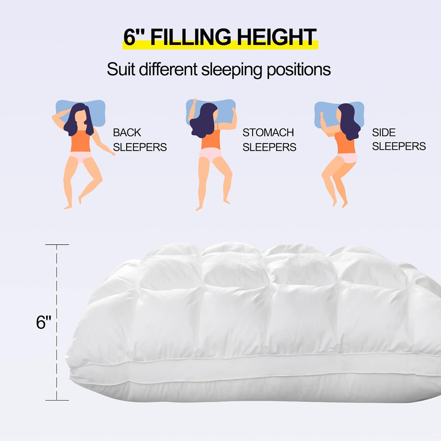 YOUR MOON Soft Fluffy Bed Pillow for All Sleeping Positions