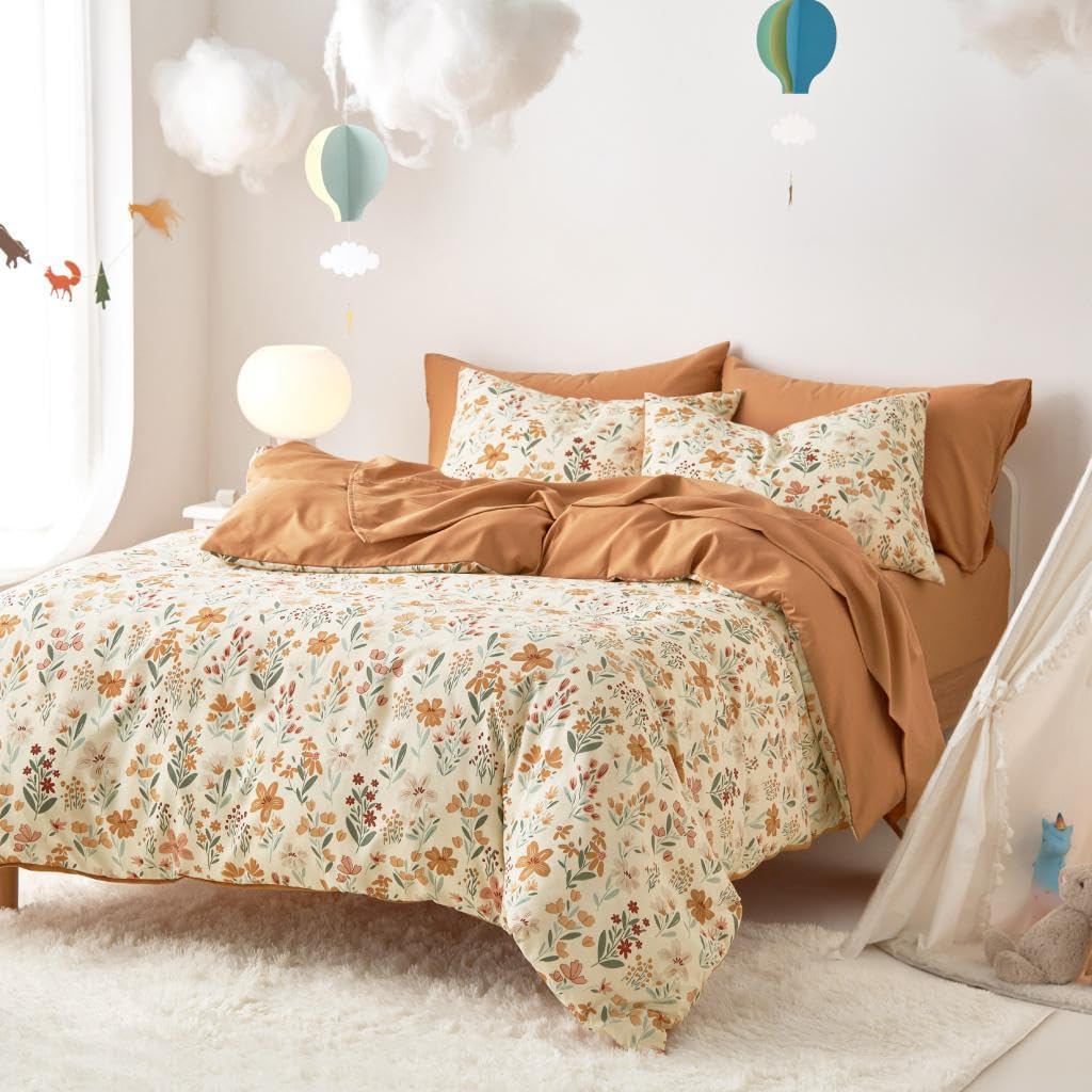 Wake In Cloud - Floral Comforter Set for Girls