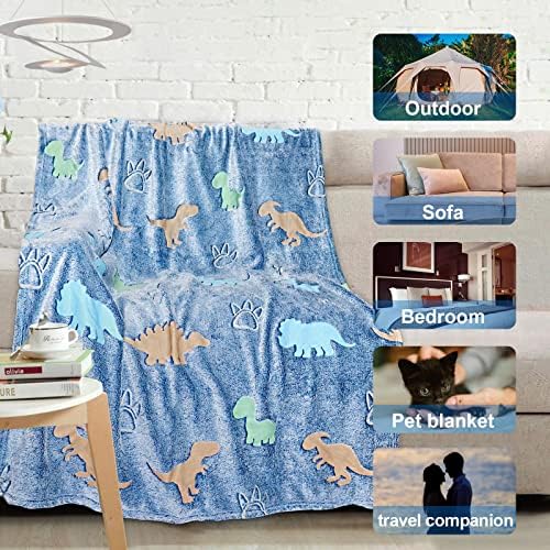 TEHALK Dinosaur Glow in the Dark Blanket for Boys