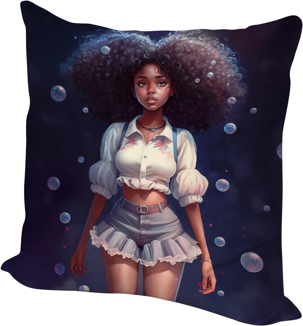 SARA NELL Black Girl Throw Pillow Cover 18x18 Inch