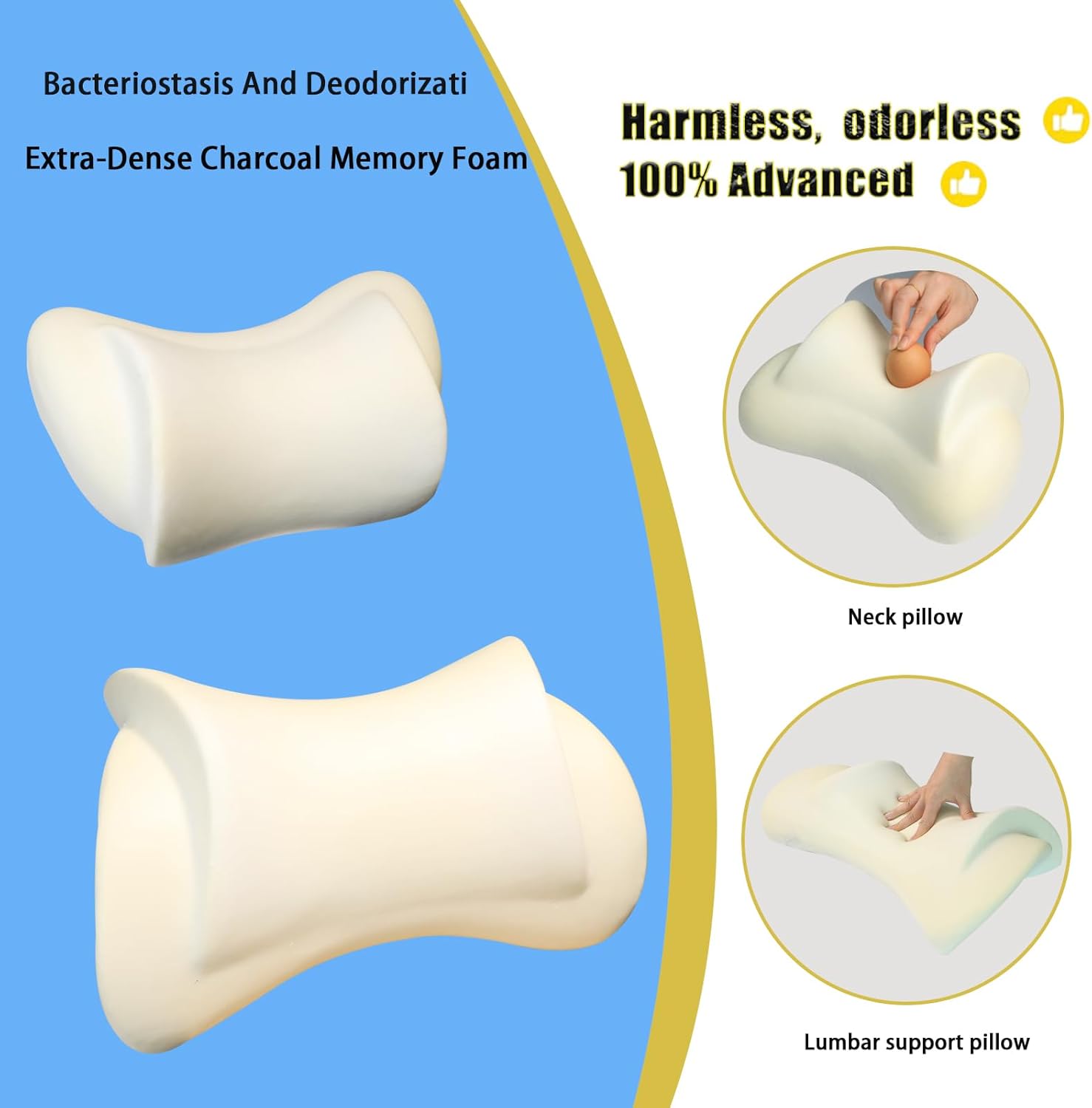 Homuno Neck Pillow Kit for Car with Adjustable Strap
