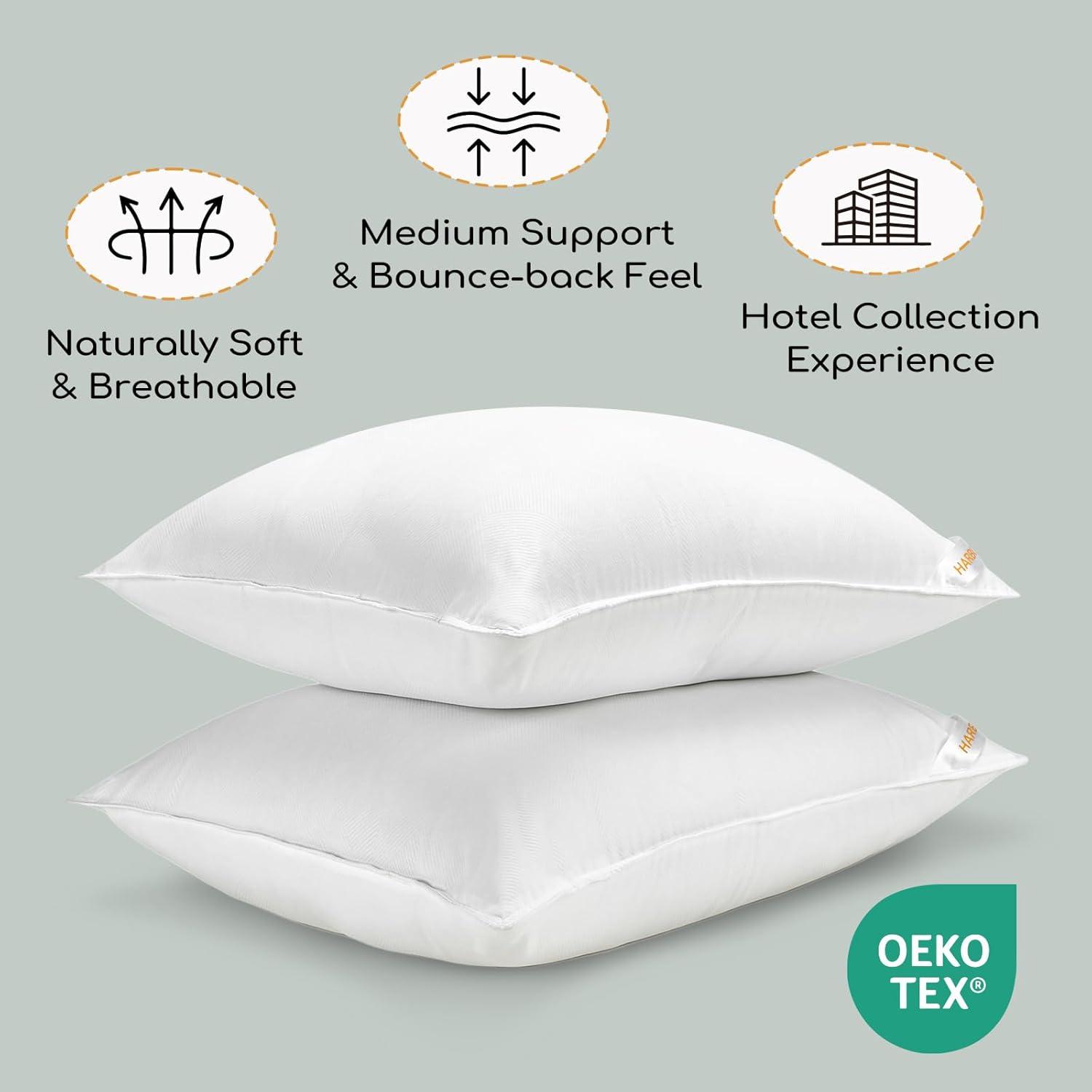 HARBOREST Bed Pillows Set of 2 - Luxury Hotel Collection