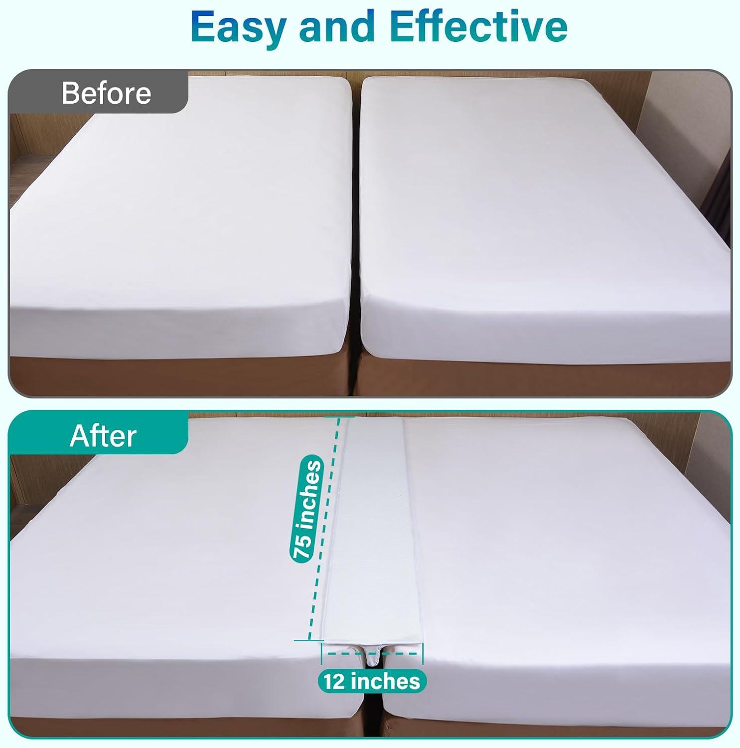 ENITYA Split King Gap Filler for Adjustable Beds 12 Wide Bed Bridge