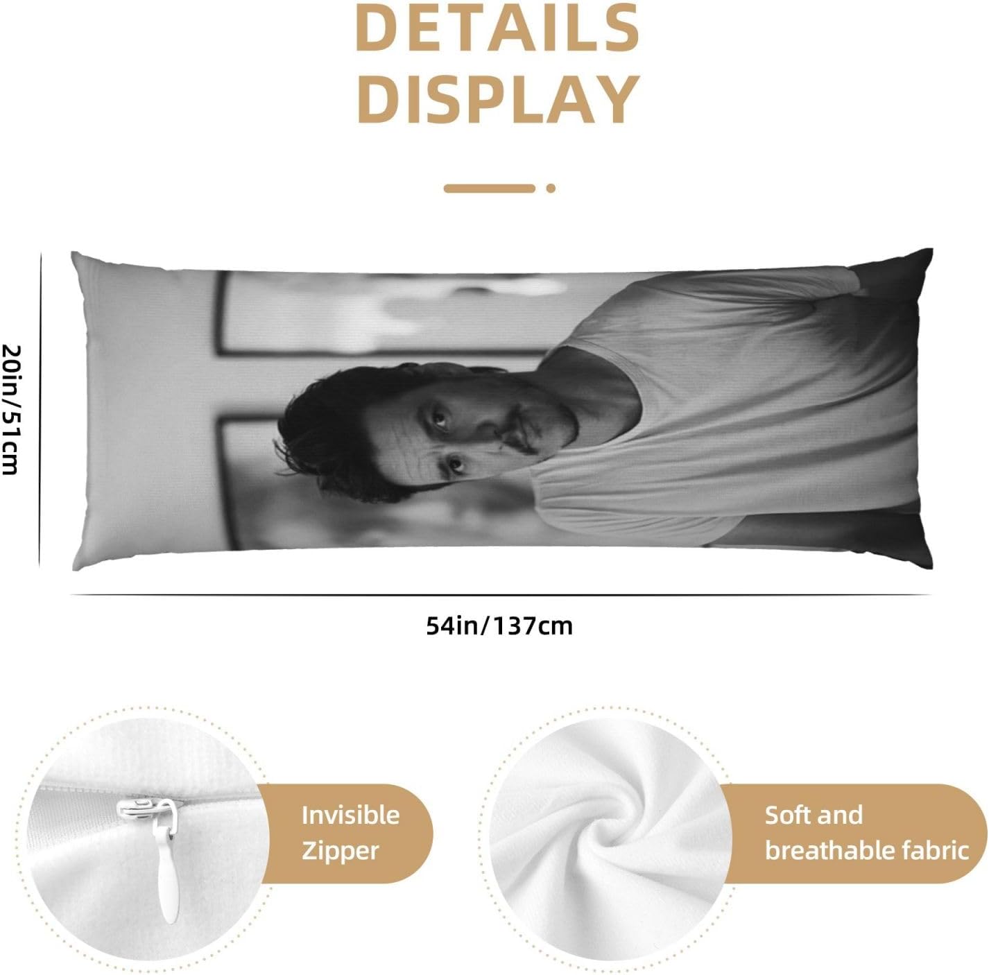 VICRRY Pedro Pascal Body Pillow Cover 20x54