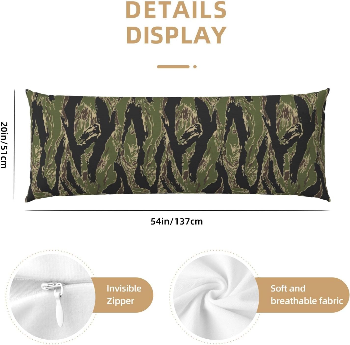 Army Military Camouflage Body Pillow Case Cover for Man and Kids