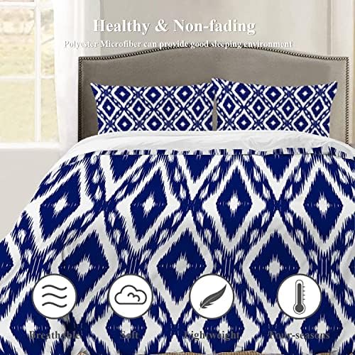 Shrahala Abstract Ikat Ogee Duvet Cover Set Twin Size 3 Pieces