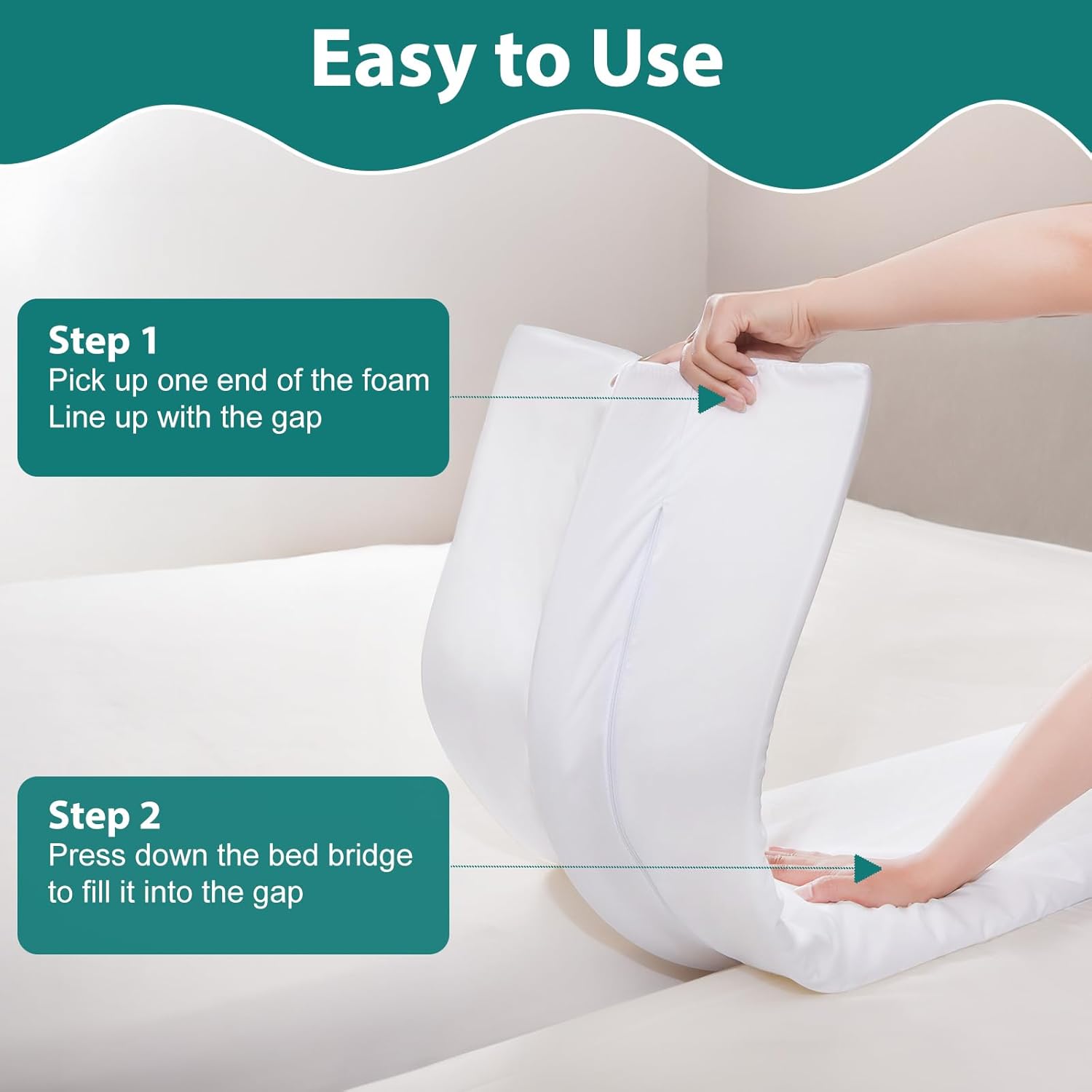 12 Extra Wide Split King Gap Filler for Adjustable Bed