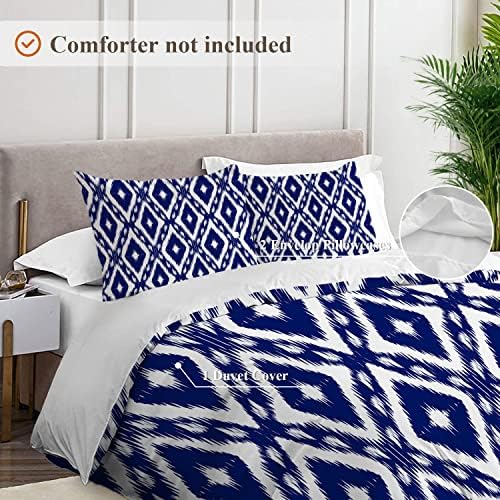 Shrahala Abstract Ikat Ogee Duvet Cover Set Twin Size 3 Pieces