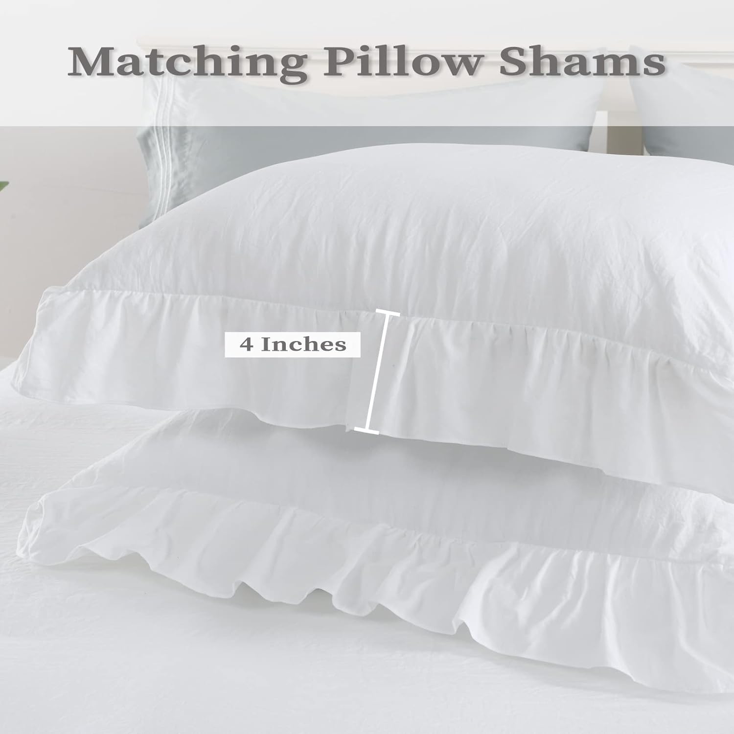 CAROMIO White Ruffle Duvet Cover Set 2PCS Twin