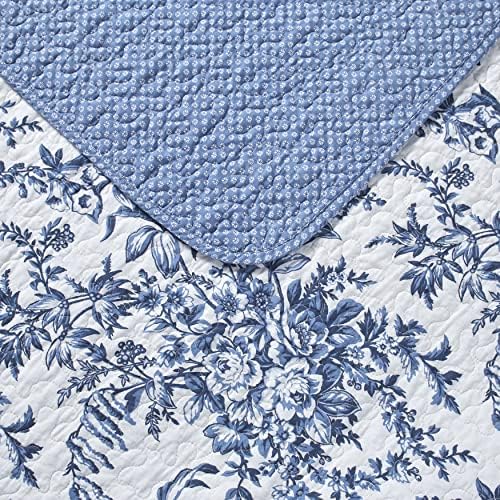 Laura Ashley Reversible Queen Quilt Set with Bedskirt and Shams