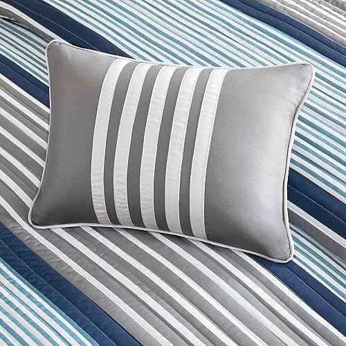 Intelligent Design Paul Reverisble Quilt Set Blue 4 Piece