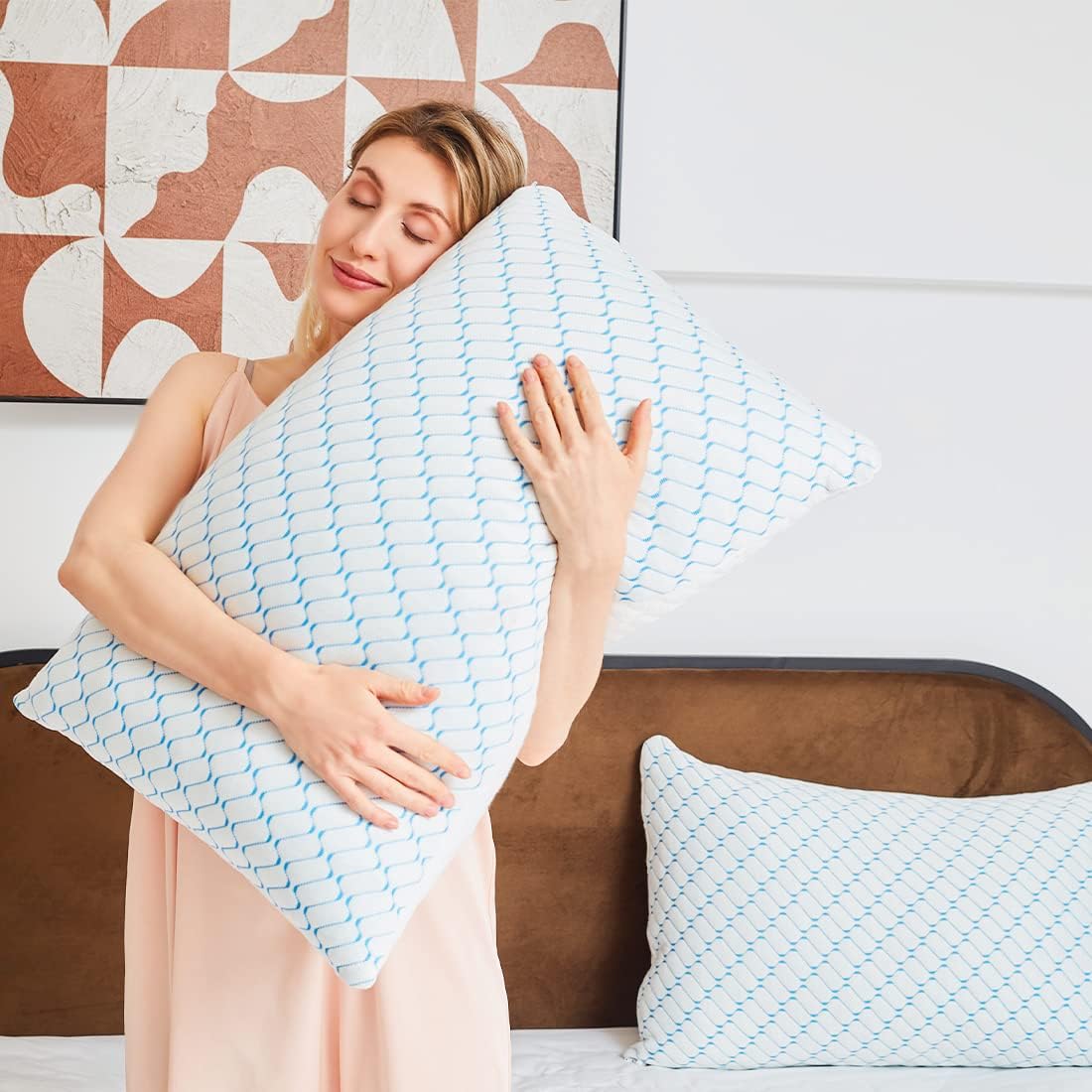 VAINOC Memory Foam Pillow Set of 2 with Cooling Cover