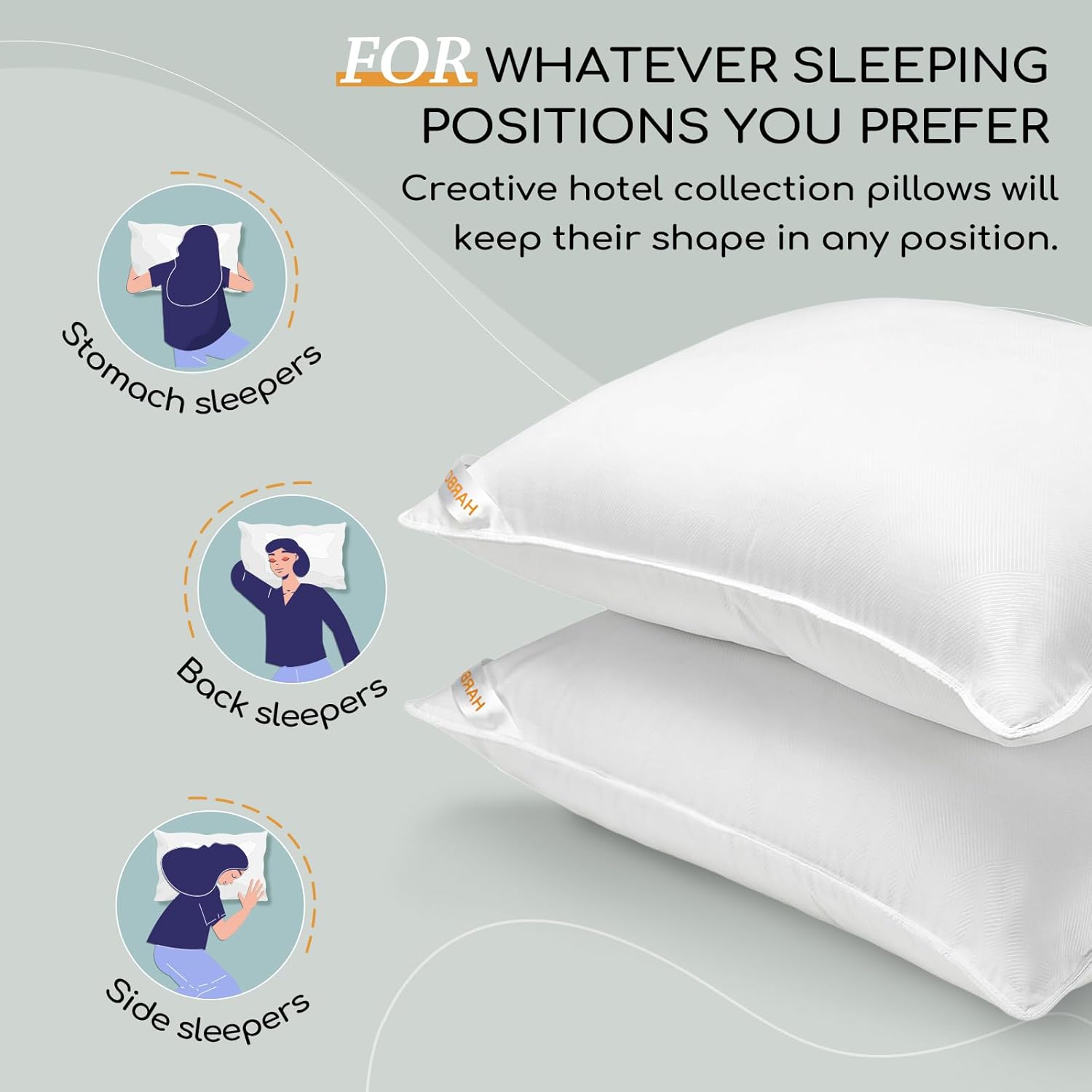 HARBOREST Bed Pillows Set of 2 - Luxury Hotel Collection