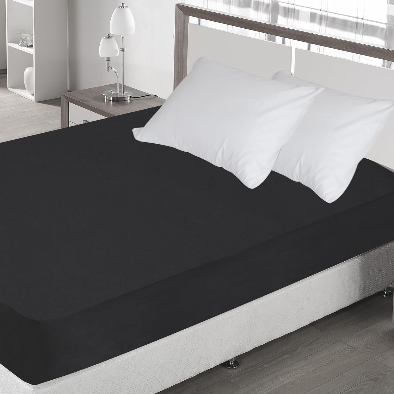 2 Pack Twin Fitted Sheets Super Soft Cooling Black Bedding for Kids