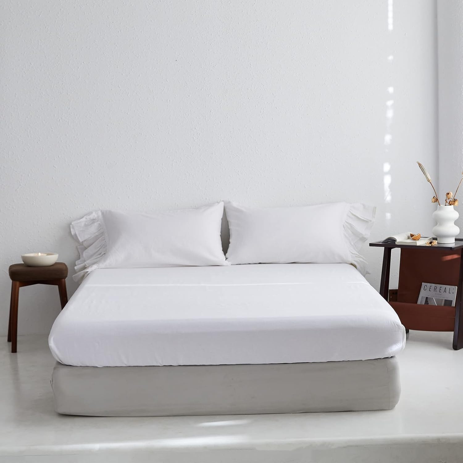 SimpleOpulence Linen Blend Fitted Sheet - Queen Size 14 Deep Pocket