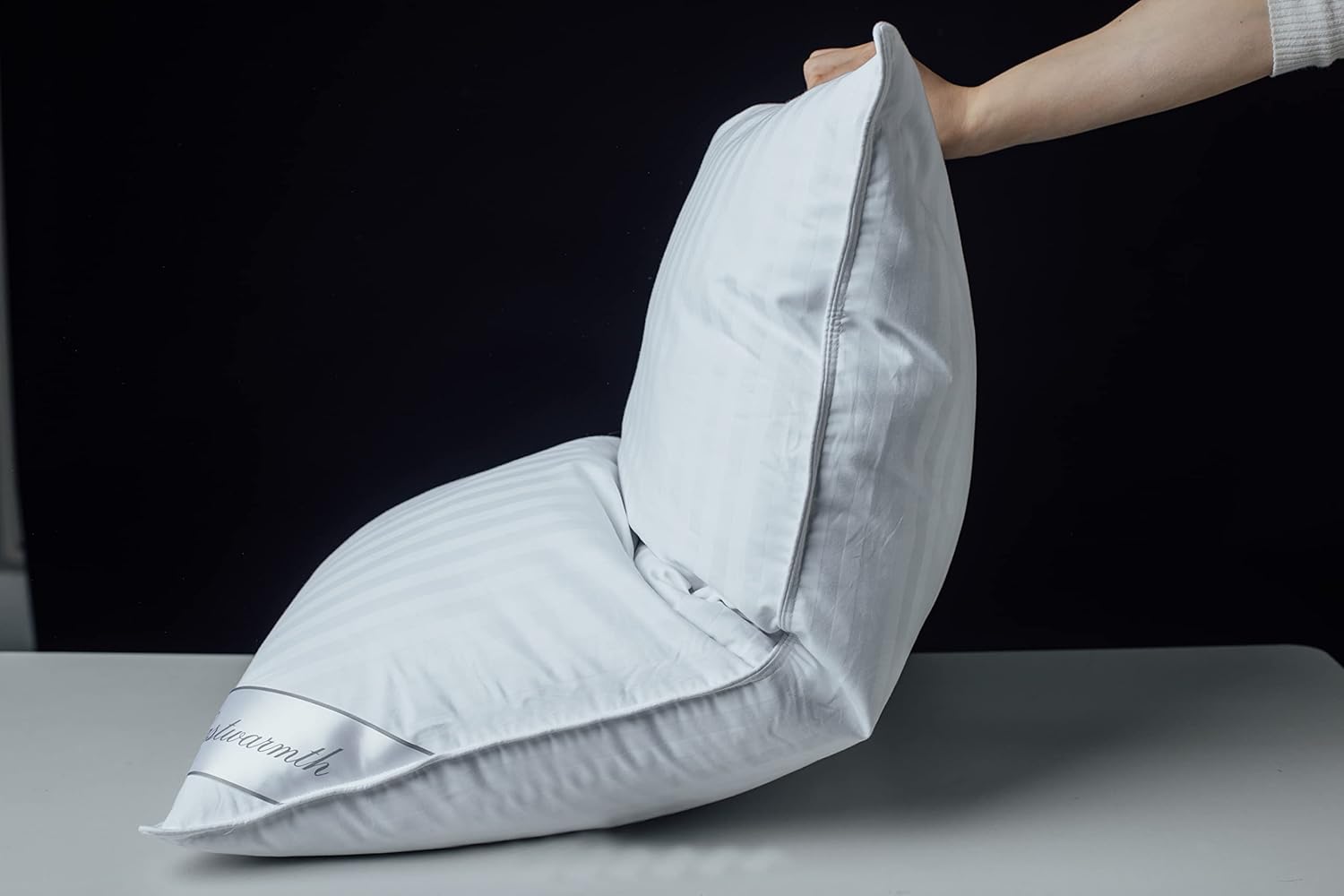 Eastwarmth Goose Down Feather Soft Pillow 20x36inch Stripe White