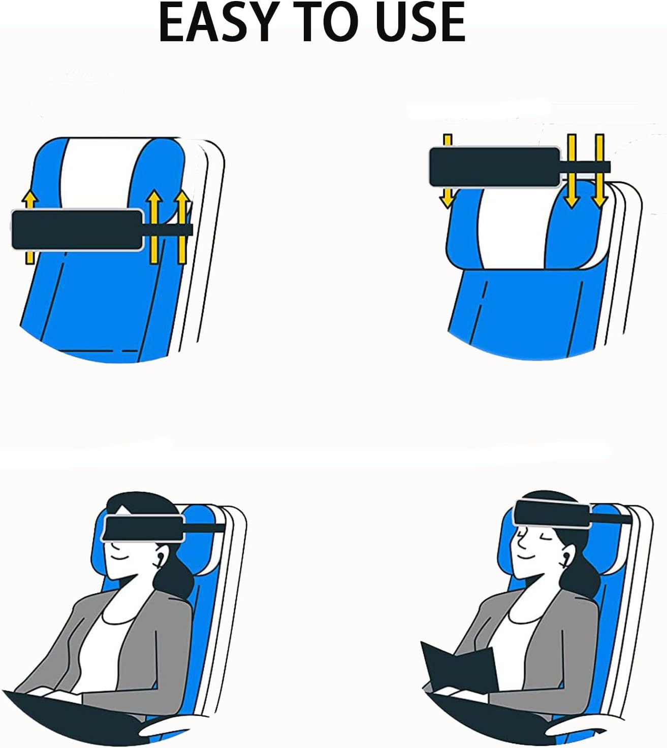 Retractable Travel Pillow with Head Strap for Airplane and Car