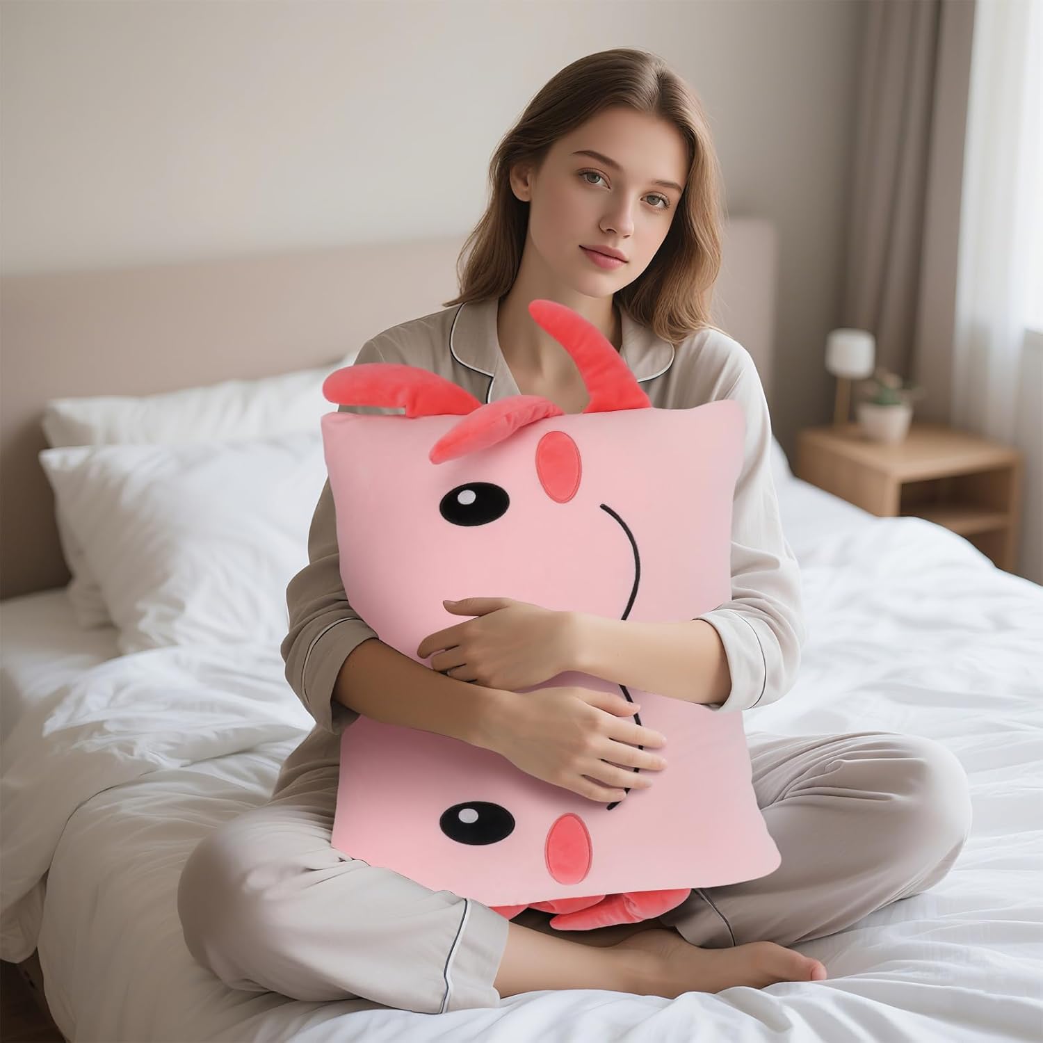 Anxinzhen Axolotl Pink Pillowcase 26x20 Inches