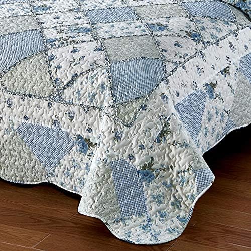 VIVILINEN Blue Floral Patchwork Quilt Set 1