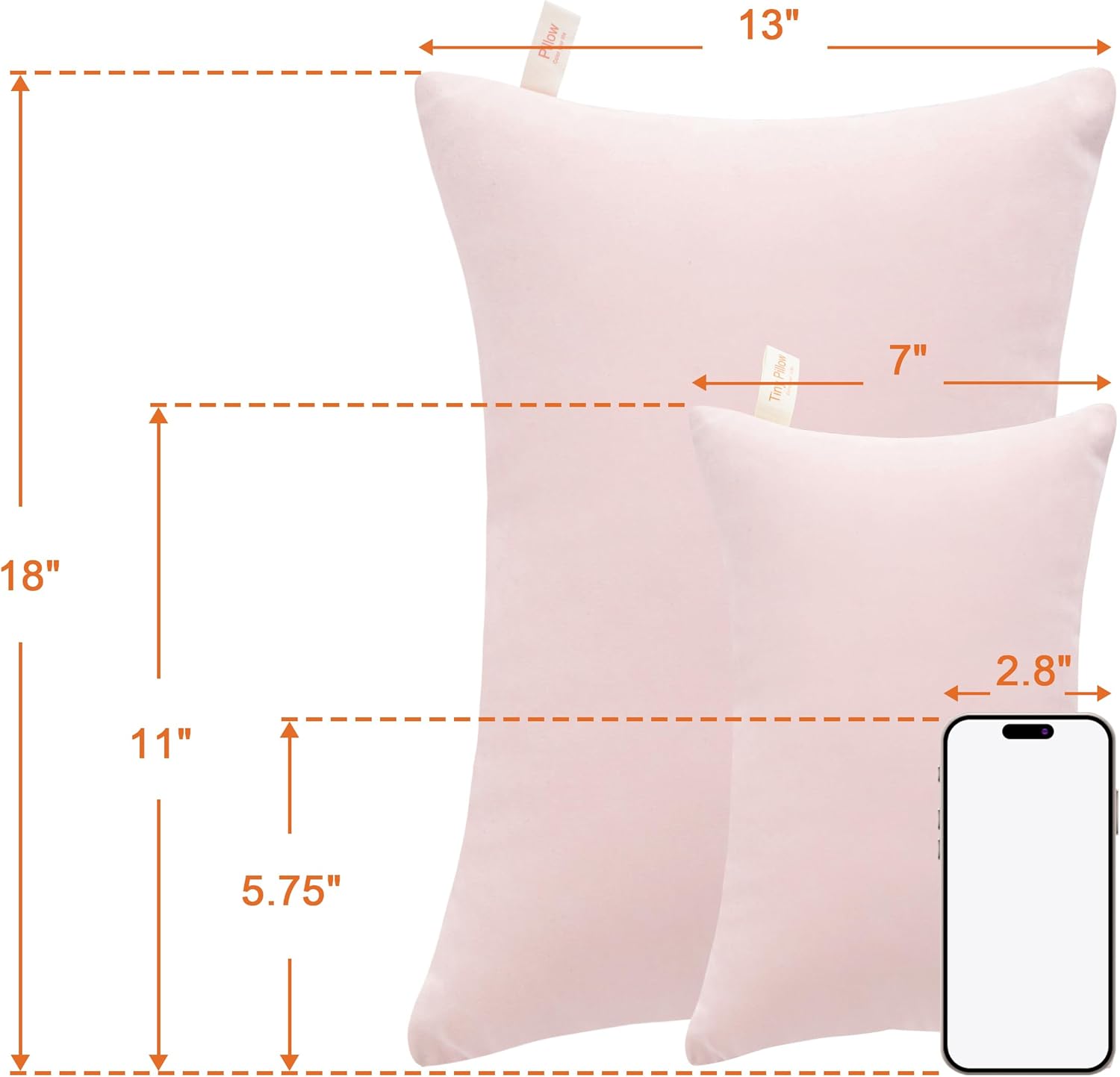 NTBAY Tiny Pillows 7x11 Microfiber Travel Pet Pillows Pink