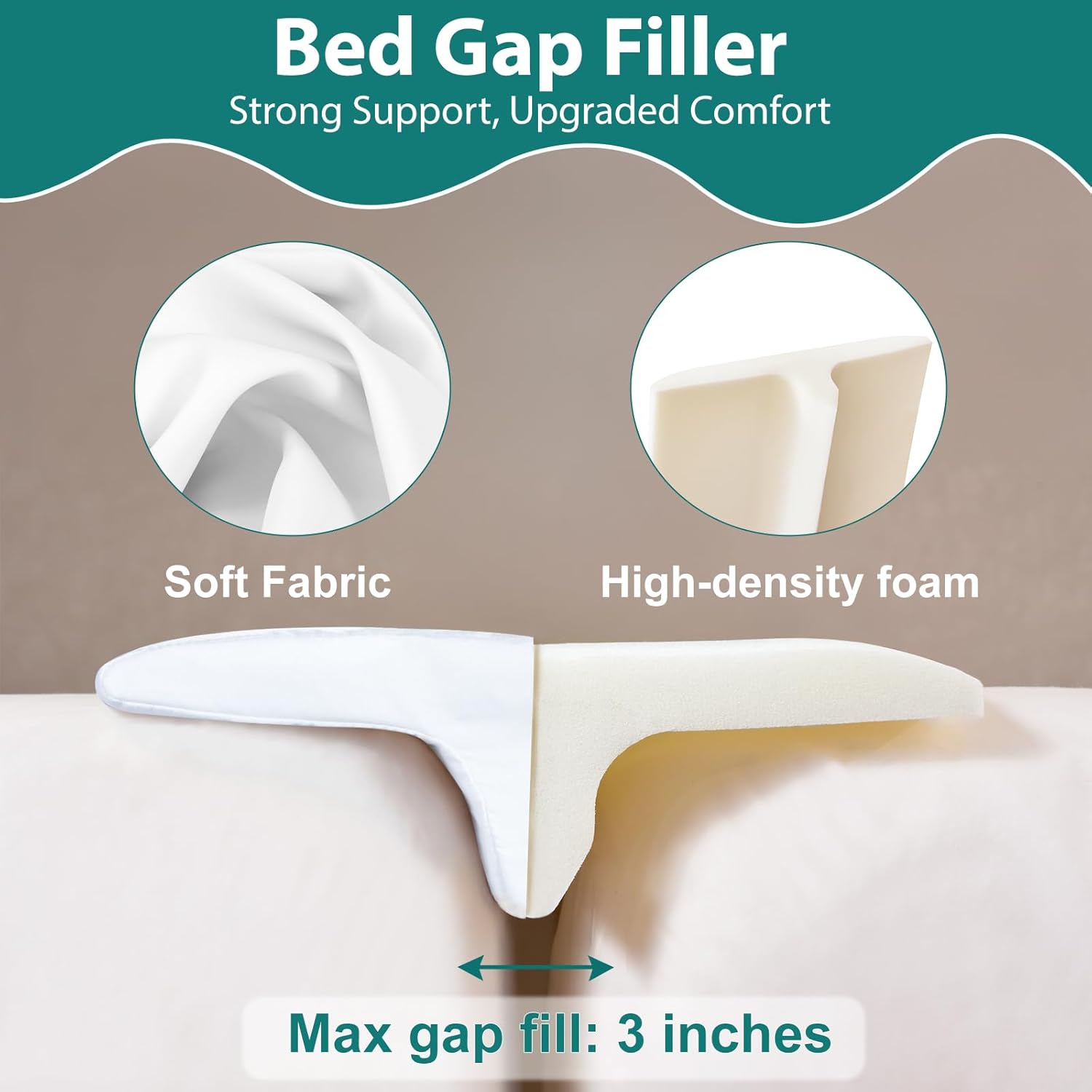 12 Extra Wide Split King Gap Filler for Adjustable Bed