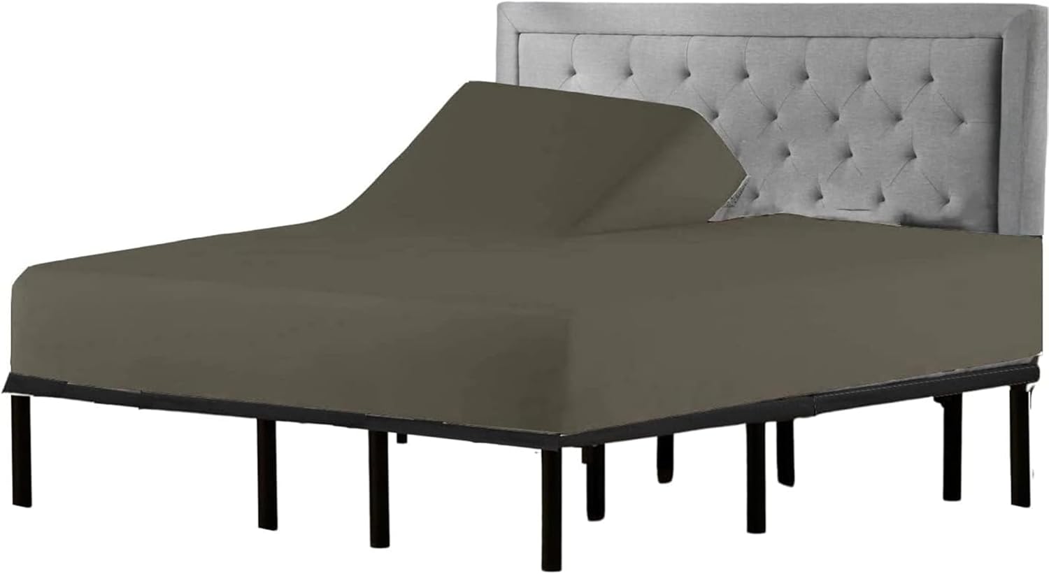 Split Top King Fitted Sheet Dark Grey 100 Giza Cotton