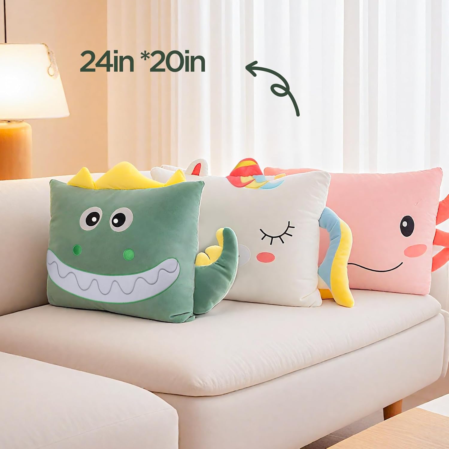 Dinosaur Plush Pillowcase - Soft 26x20 Inches for Kids