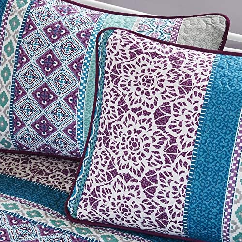 Intelligent Design Joni Cozy Daybed Cover Set - Boho Pattern 6 Piece Purple