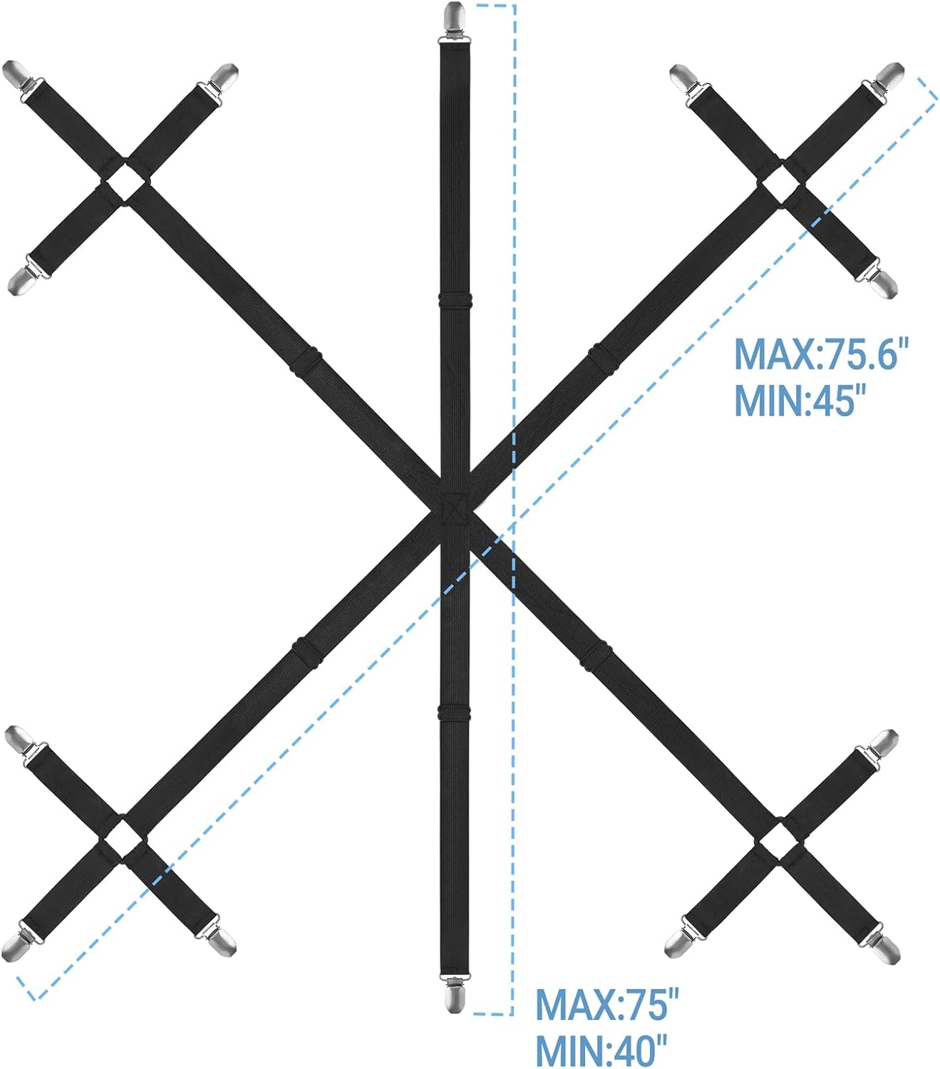 Mkono Sheet Straps 6 Way Cross 14 Clips Fitted Sheet Holder
