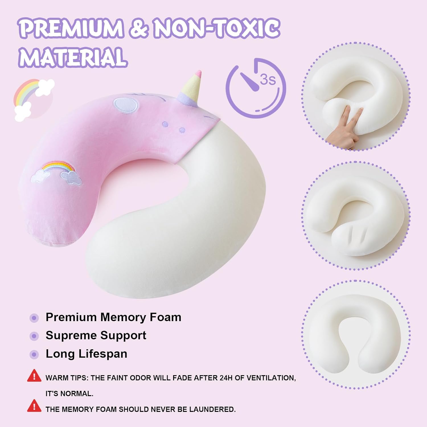 Cirorld Travel Pillow for Kids 3-8 YO Pink