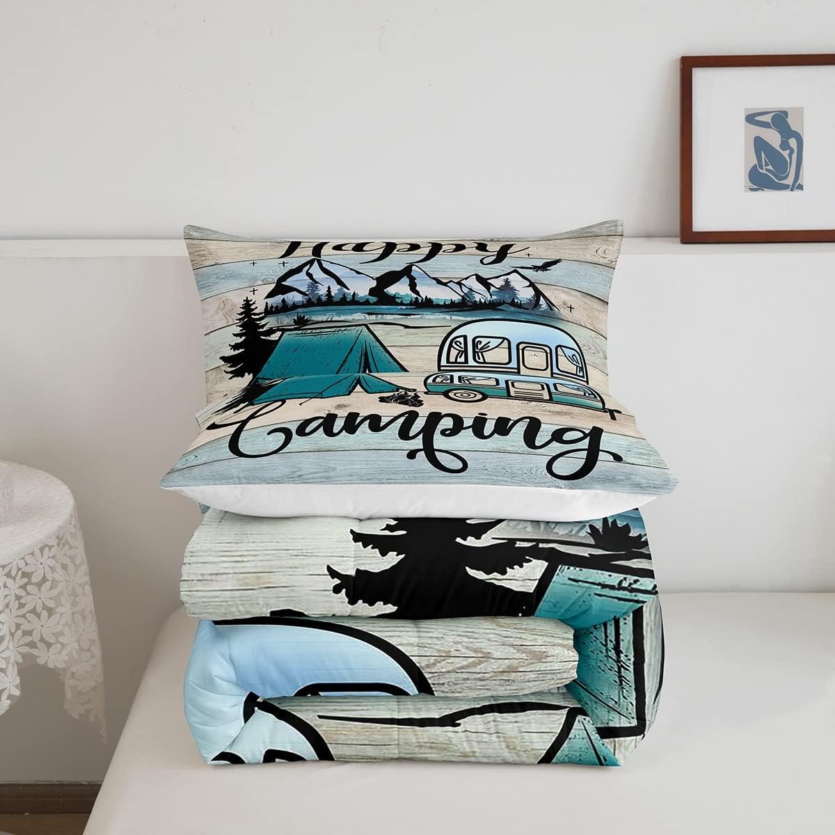 Erosebridal Vintage Wooden Quilt Comforter Set