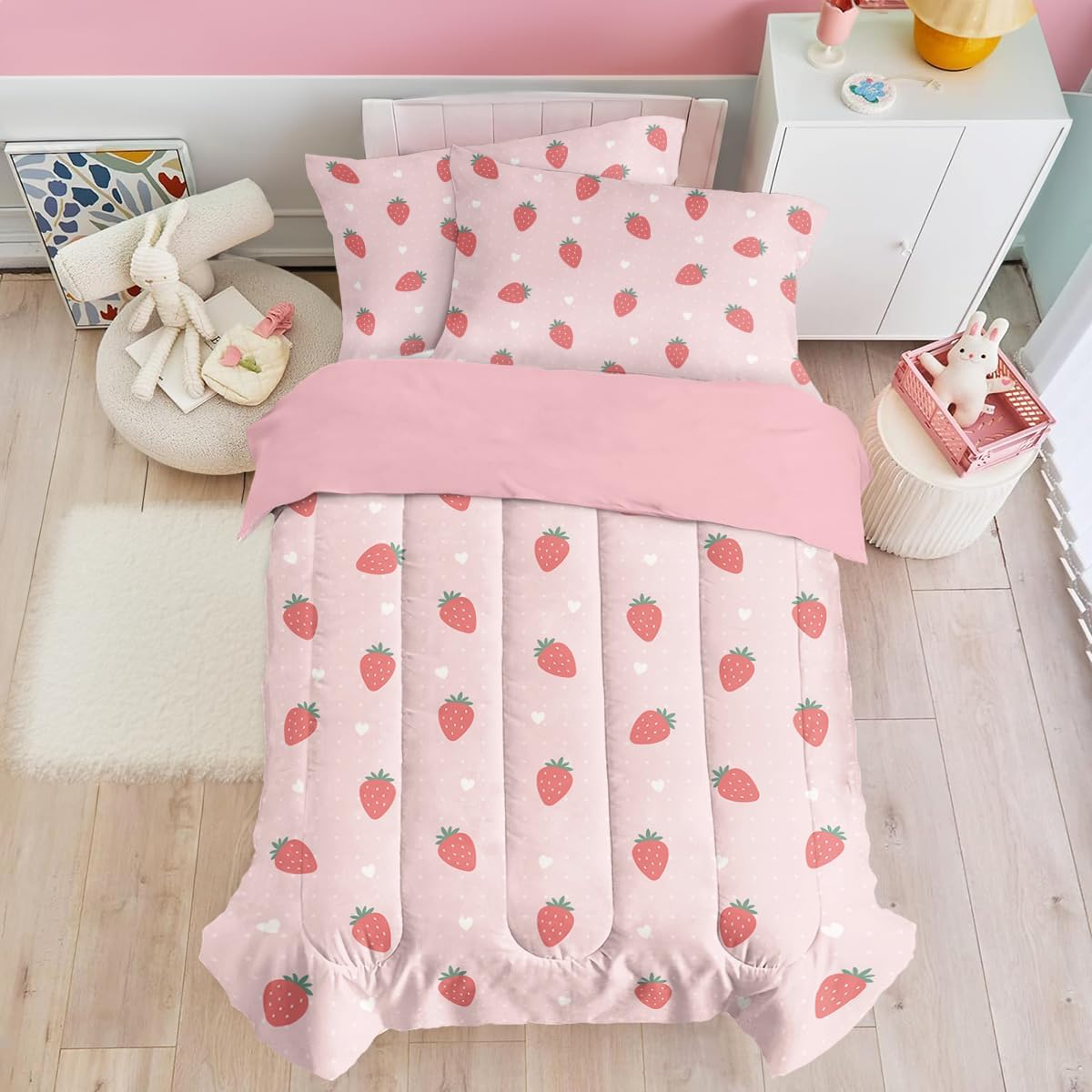 SANDJEST Strawberry Duvet Cover Set for Kids 1