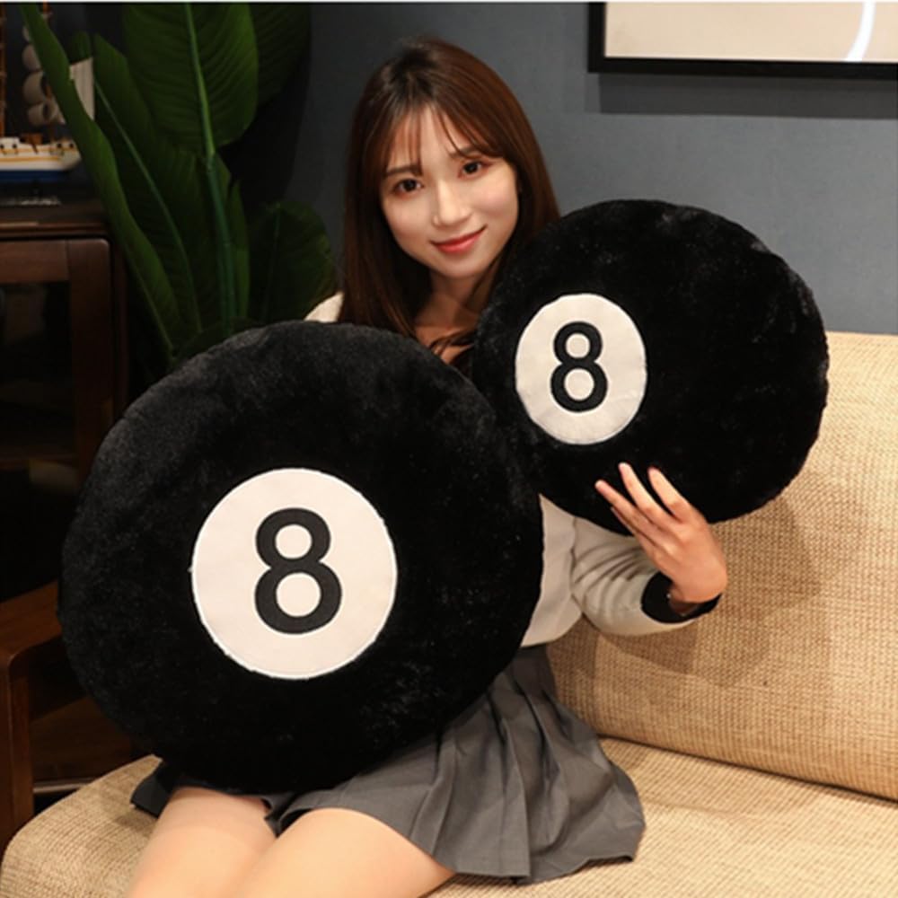 OUKEYI Black 8-Ball Sports Pillow 16 Inch Plush Throw Pillow