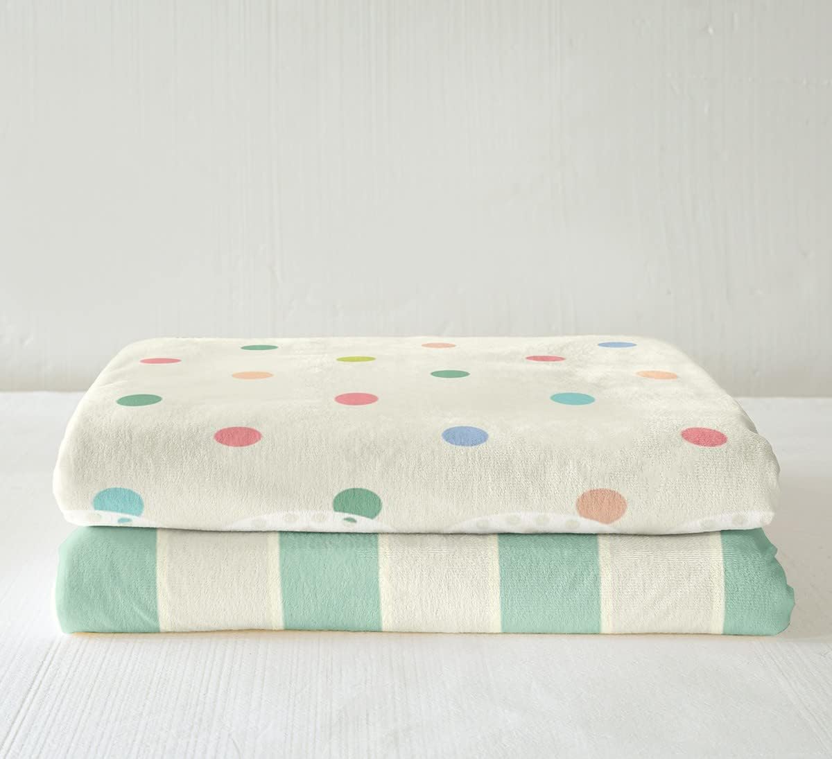 Manfei Sewing Theme Throw Blanket Geometric Stripes and Polka Dots Design