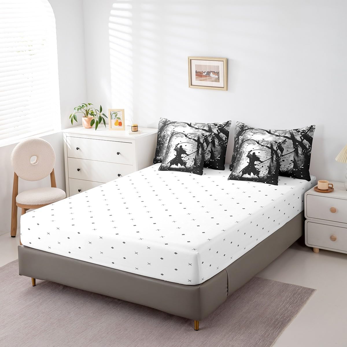 Erosebridal 7-Piece Samurai Print Comforter Set