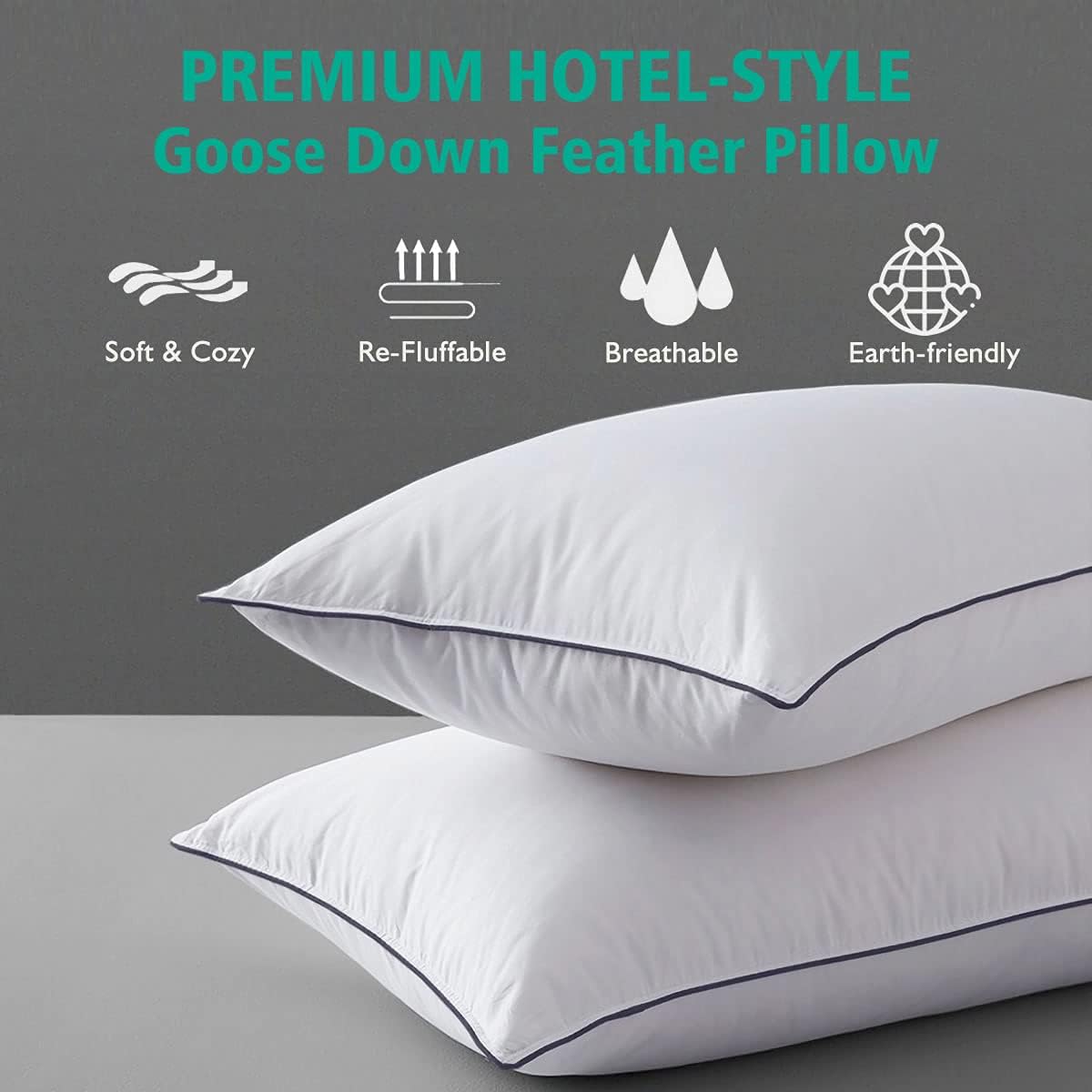 APSMILE Organic Feather Down Pillow Set of 2