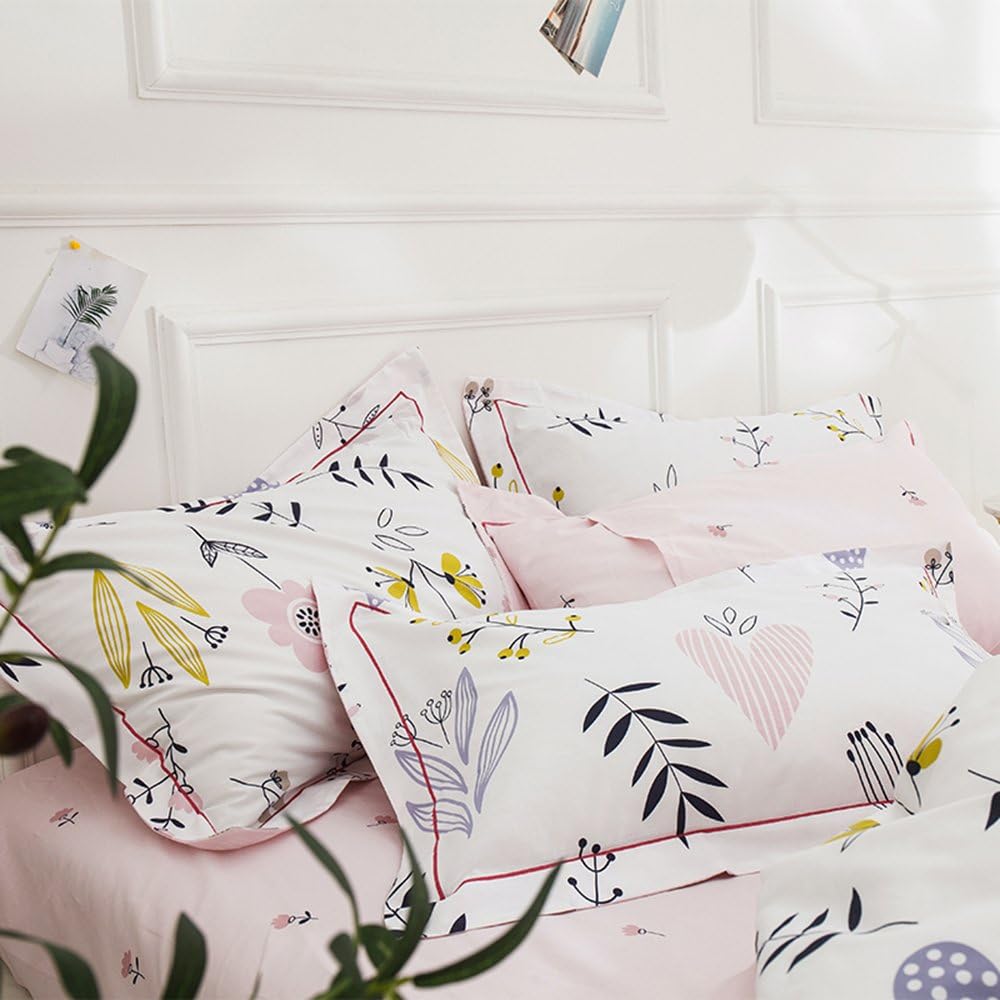 HIGHBUY Cotton Floral Pillowcases Set of 2