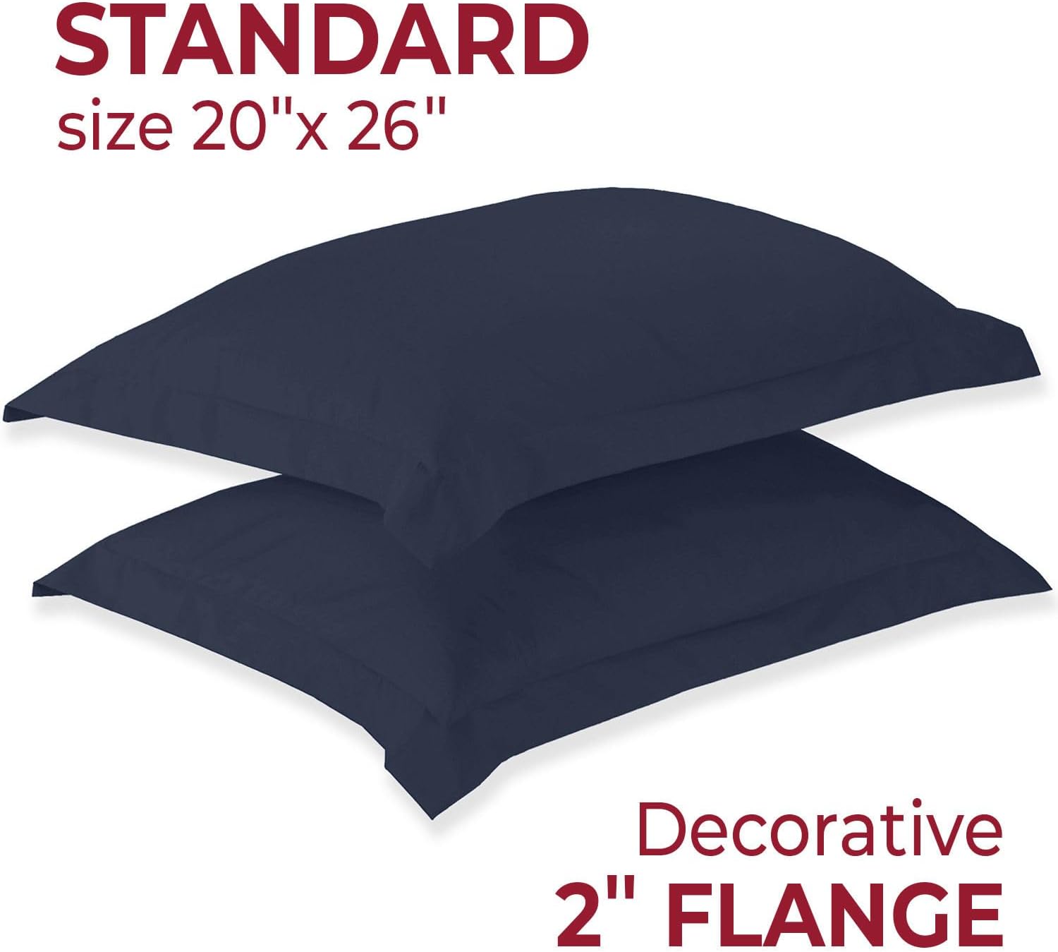 Mellanni Pillow Shams Set - 2 PC Navy Blue Luxury Decor