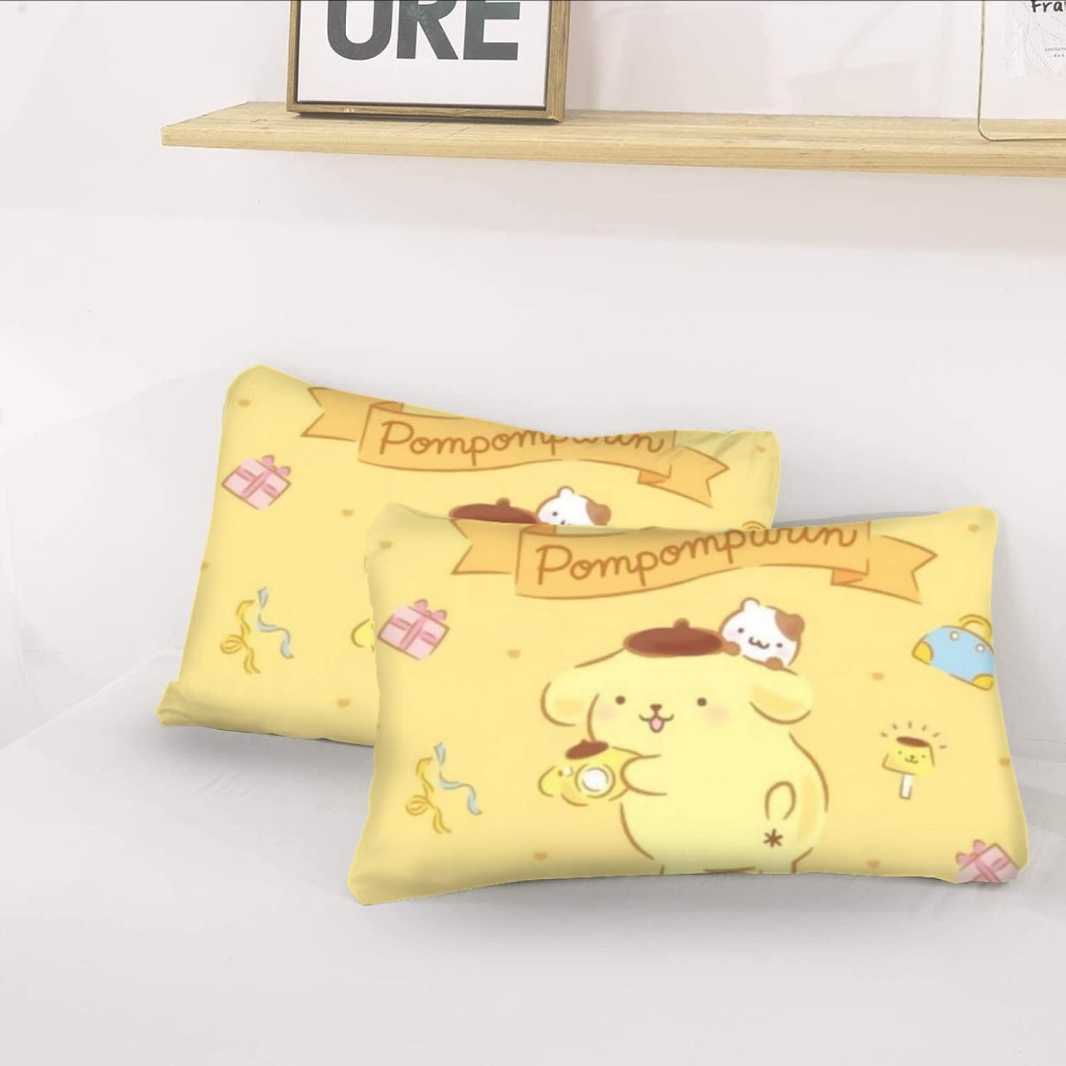 DIEZ Anime 3 Piece Bedding Set Pompompurin Printed Duvet Cover with Pillowcases